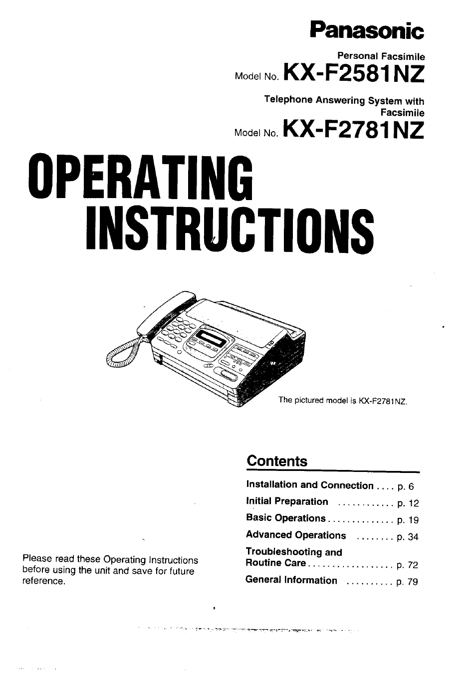 Panasonic KX-F2781NZ User Manual | 82 pages