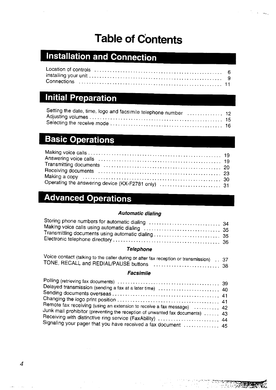 Panasonic KX-F2781NZ User Manual | Page 4 / 82