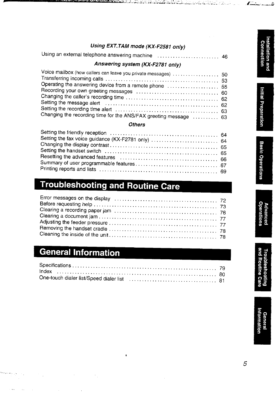 Troubleshooting and routine care, General information | Panasonic KX-F2781NZ User Manual | Page 5 / 82