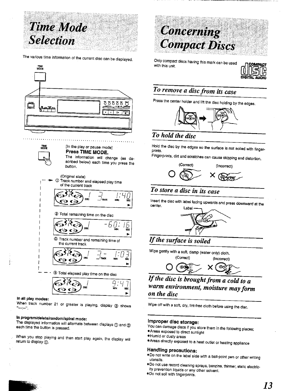 Iselectiaà, If the surface is soiled | Panasonic SL-PD1348 User Manual | Page 13 / 16