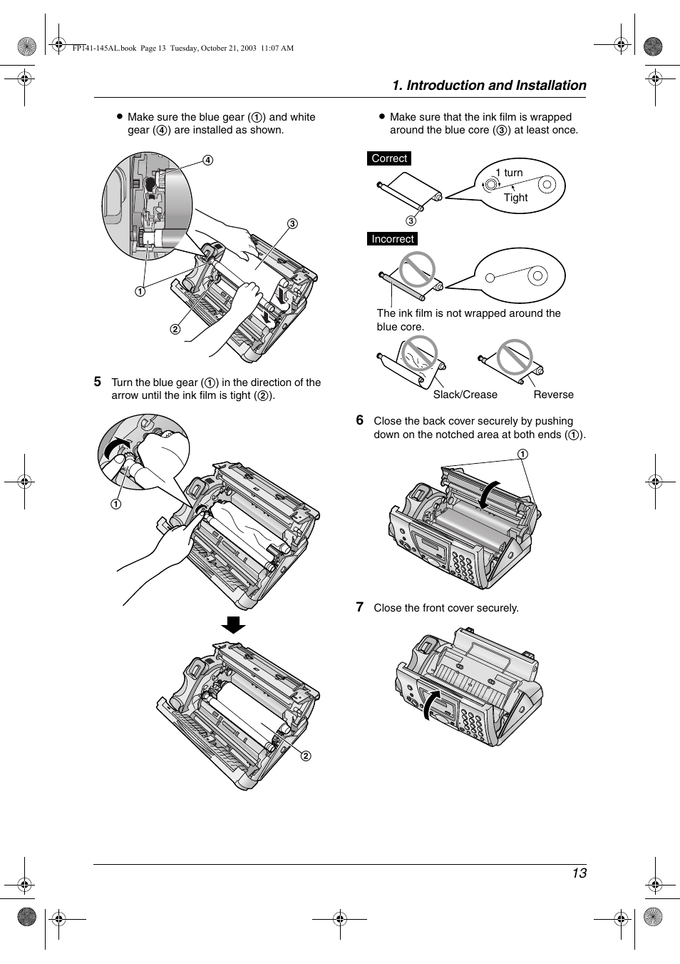 Introduction and installation 13 | Panasonic KX-FP145AL User Manual | Page 15 / 74