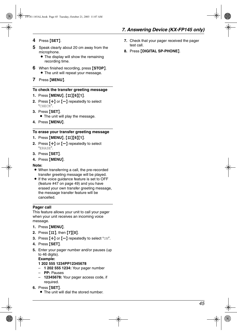 Panasonic KX-FP145AL User Manual | Page 47 / 74