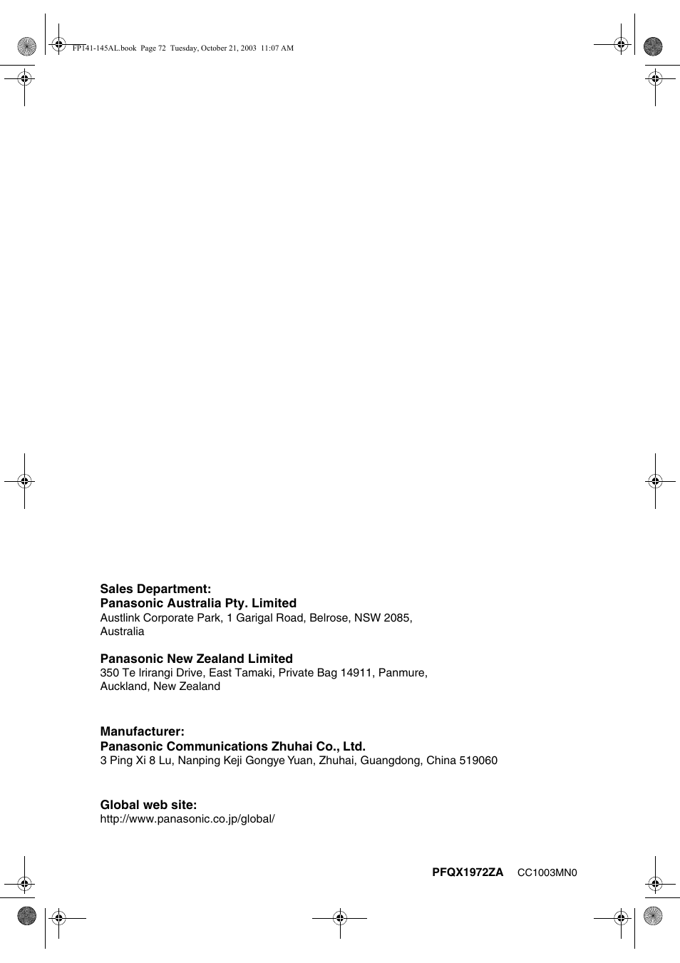 Panasonic KX-FP145AL User Manual | Page 74 / 74