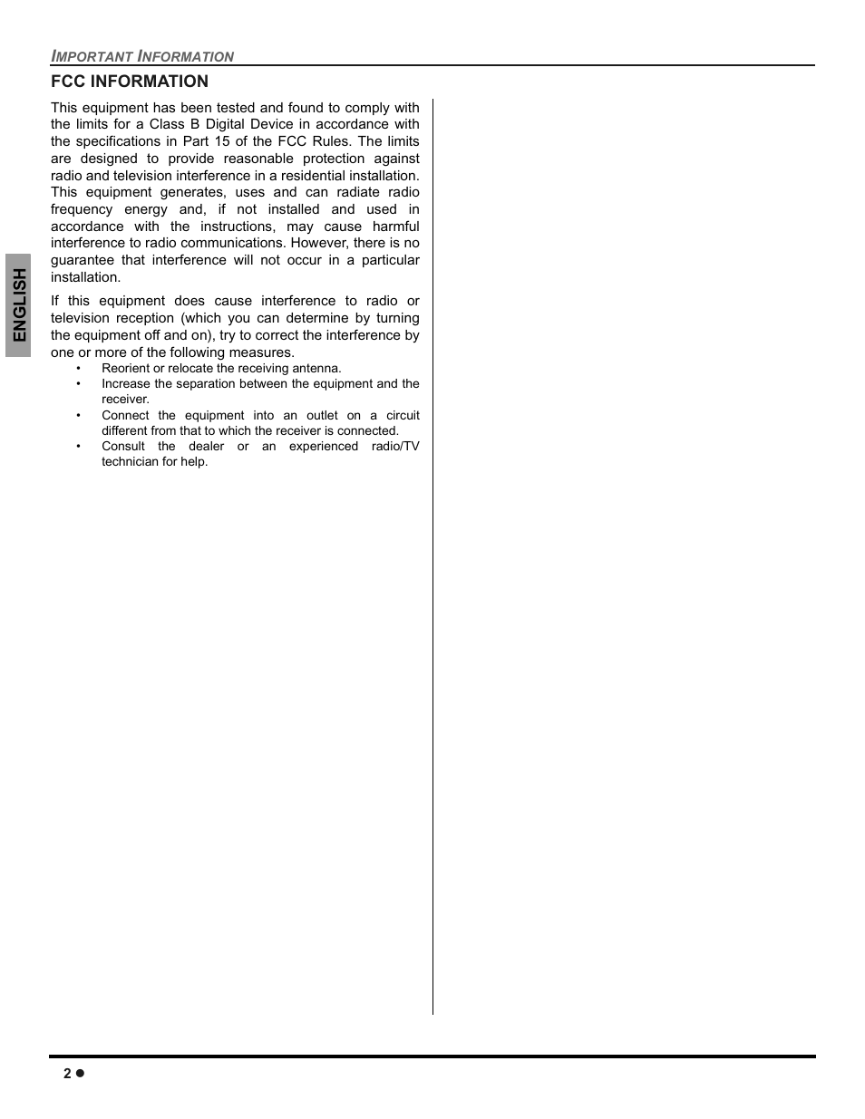 Fcc information | Panasonic CT-30WC14 User Manual | Page 4 / 96