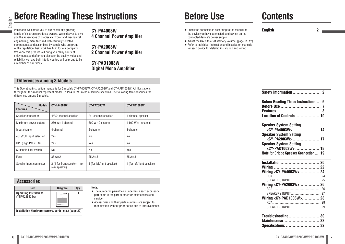 Panasonic CY-PA4003W User Manual | Page 4 / 18