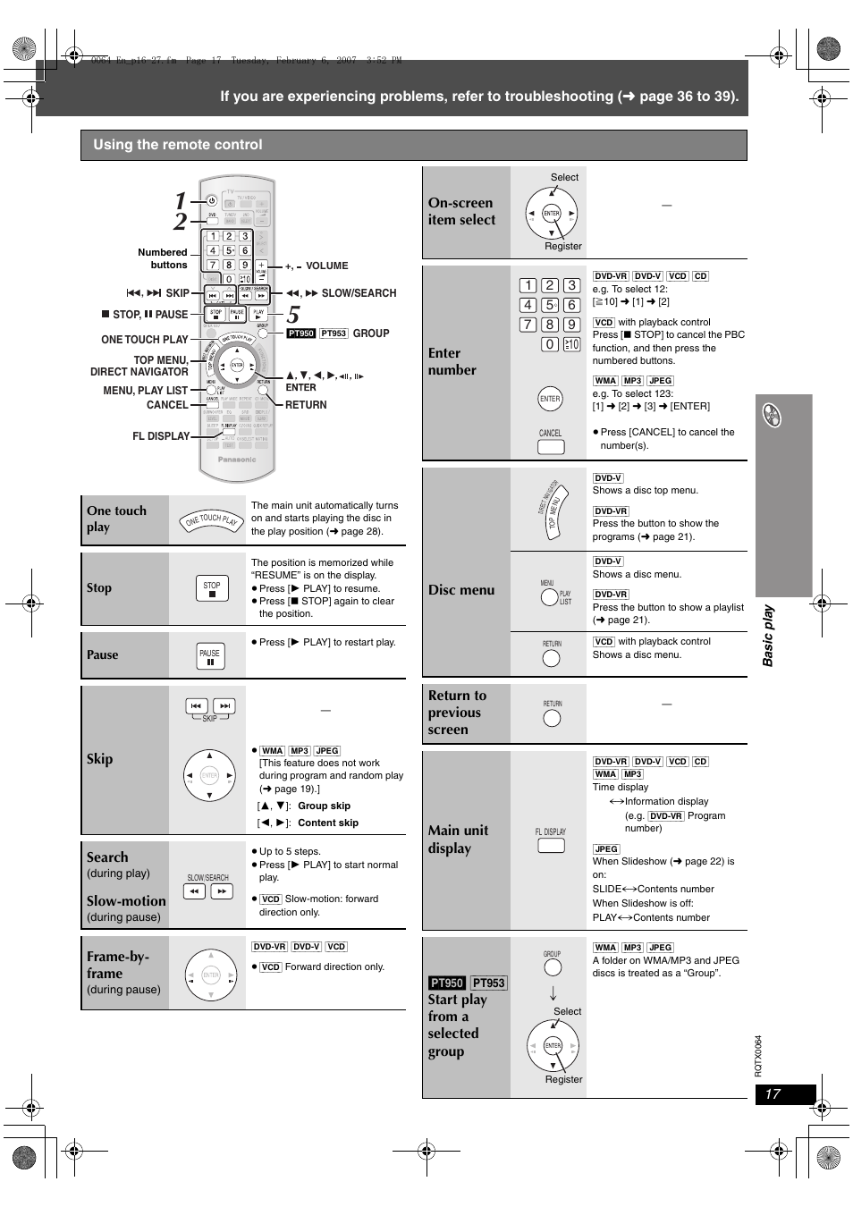 Panasonic SCPT1050 User Manual | Page 17 / 44
