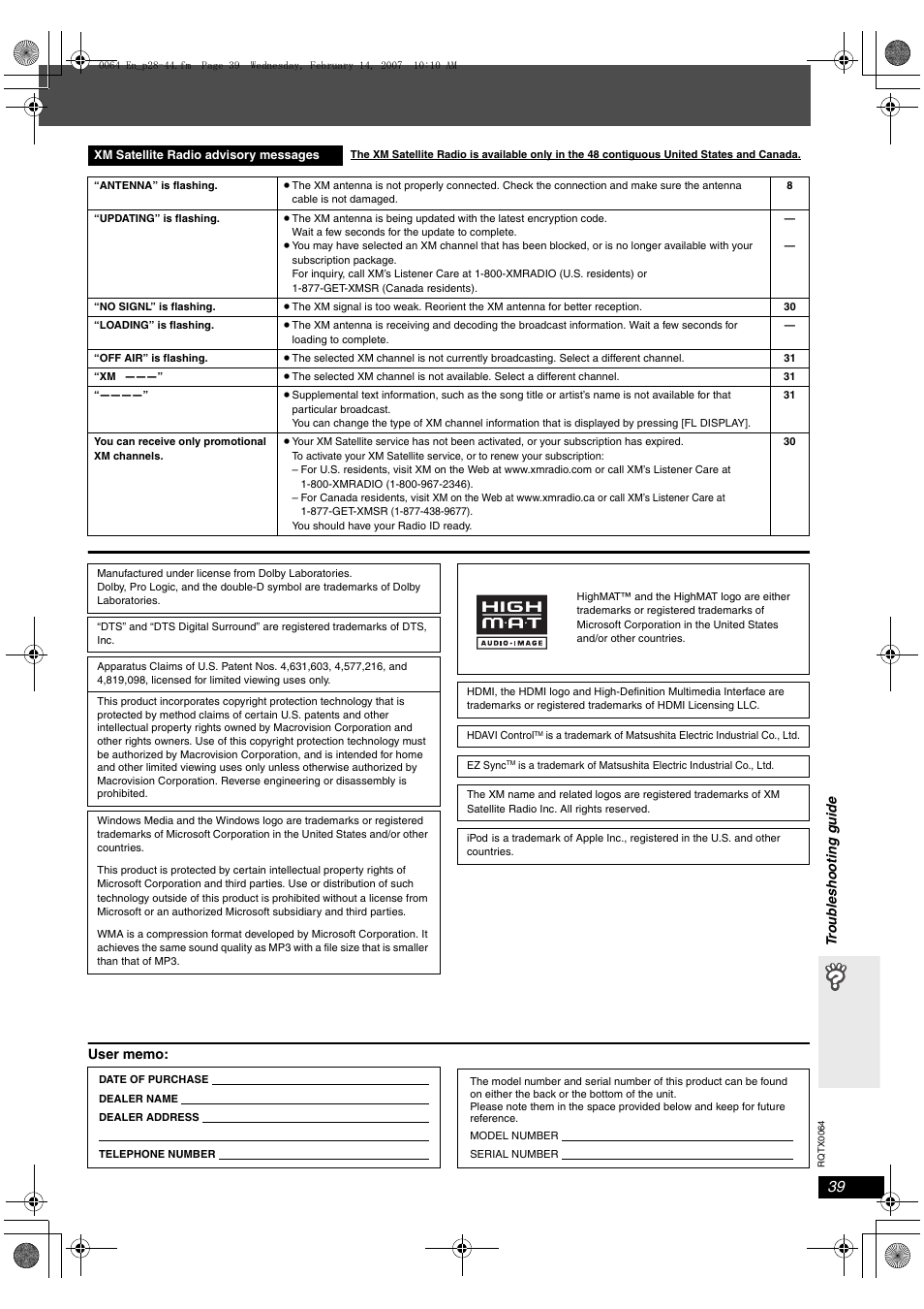 Panasonic SCPT1050 User Manual | Page 39 / 44