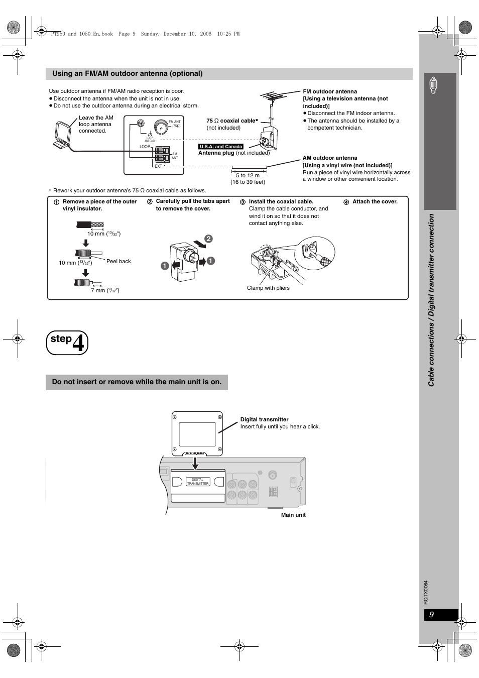 Step 4 digital transmitter connection, Step, Digital transmitter connection | Si mp le s etu p | Panasonic SCPT1050 User Manual | Page 9 / 44