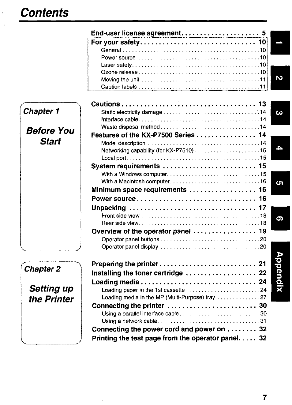 Panasonic KX-P7510 User Manual | Page 7 / 68