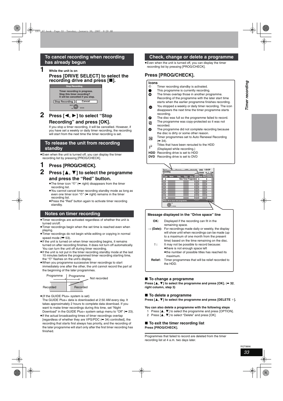 Press [prog/check, Check, change or delete a programme | Panasonic MR-EH57 EN User Manual | Page 33 / 88