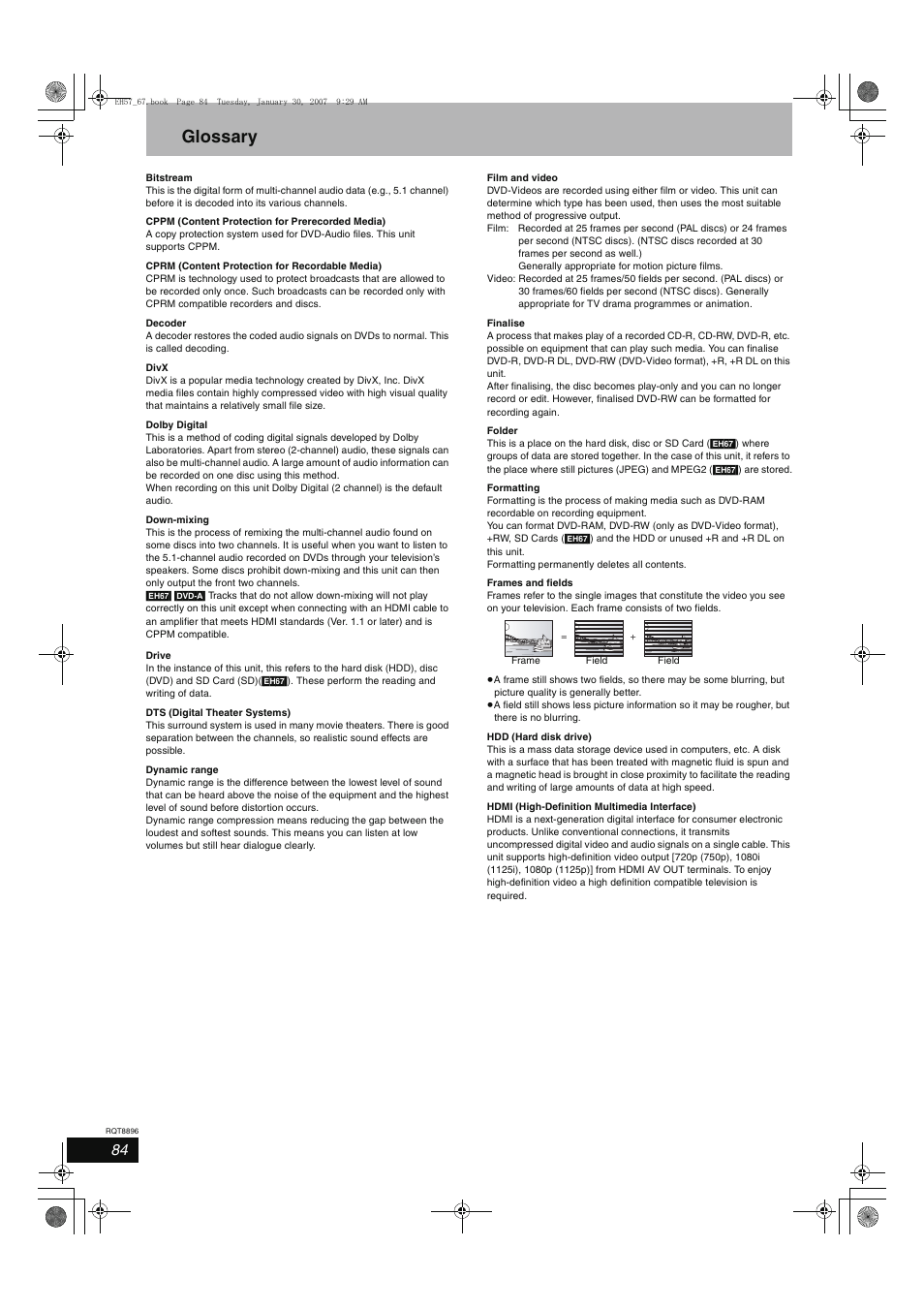 Glossary | Panasonic MR-EH57 EN User Manual | Page 84 / 88