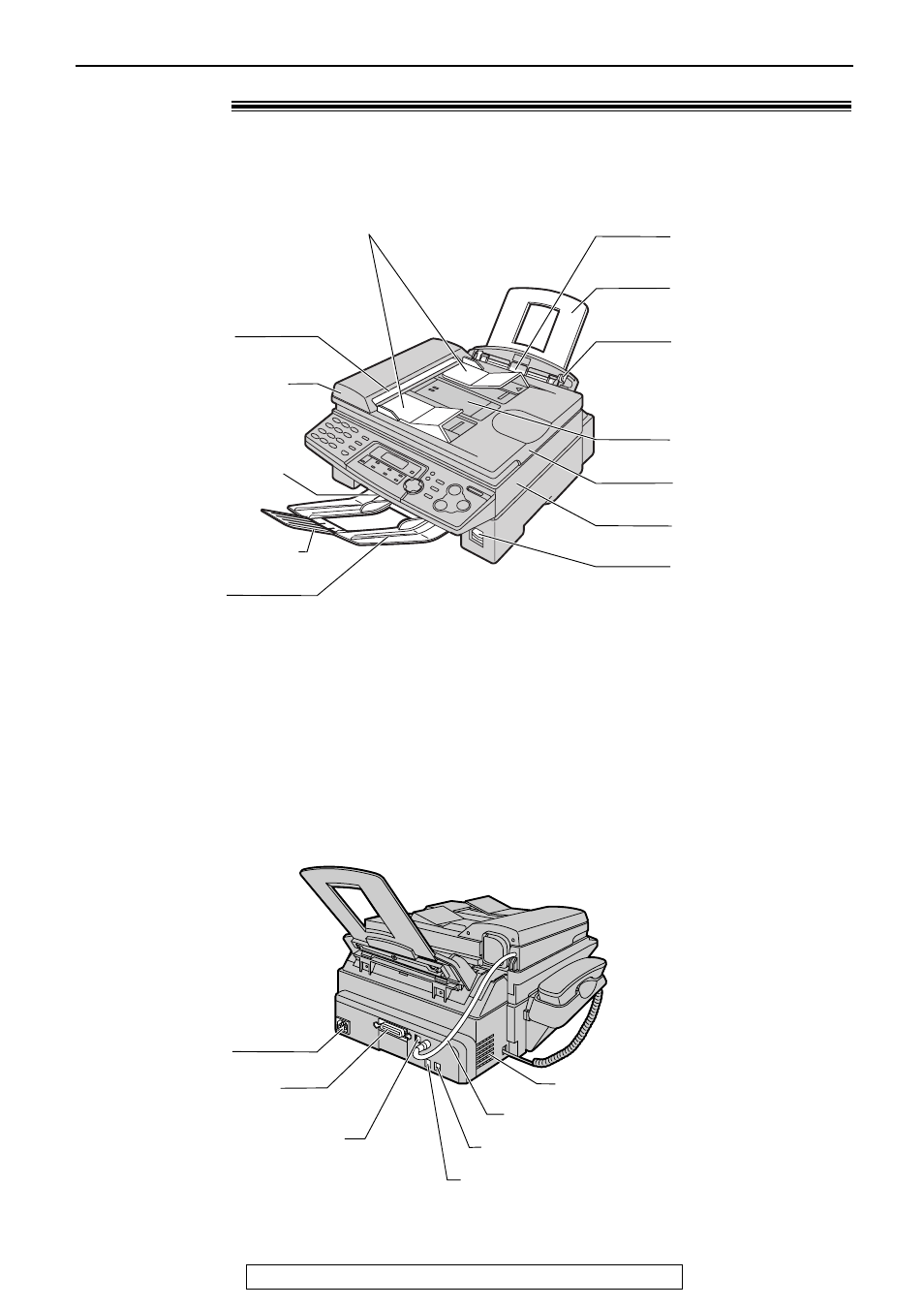 Finding the controls, Overview, Front view | Rear view | Panasonic KX-FLB751 User Manual | Page 9 / 84