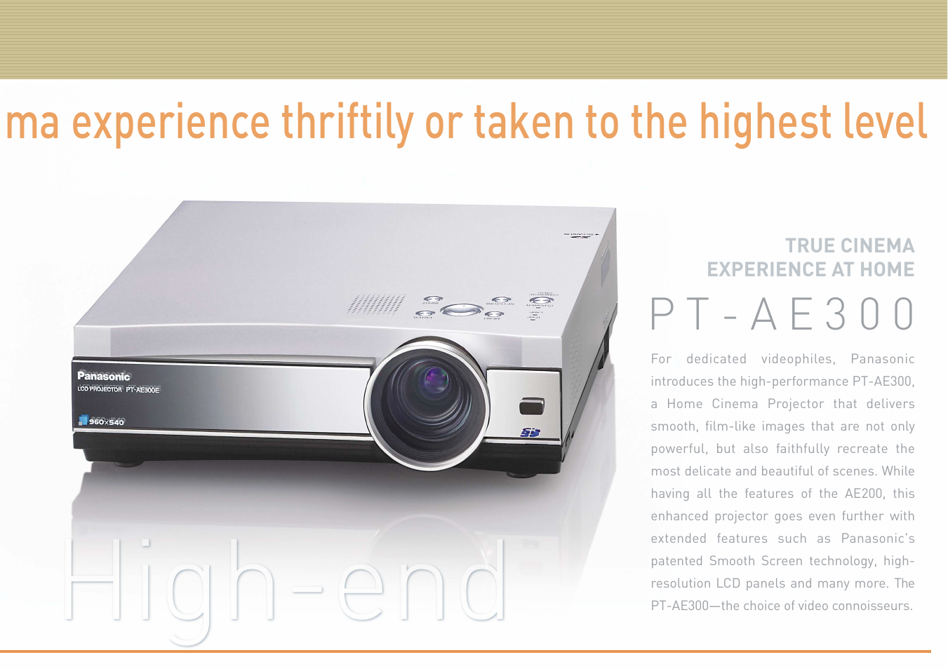 P t - a e 3 0 0 | Panasonic PT-AE200 User Manual | Page 3 / 12