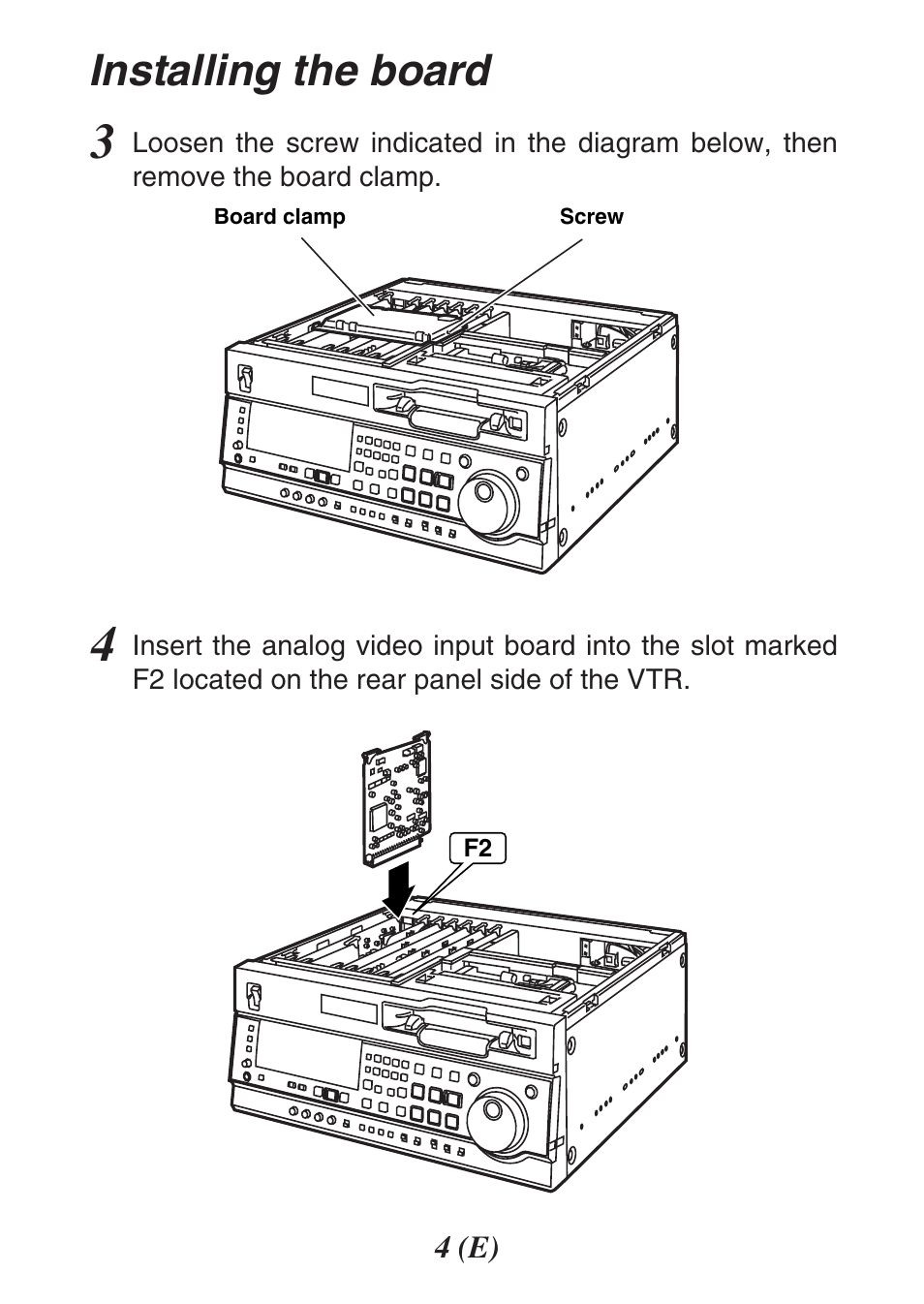 Installing the board | Panasonic Analog Video Input Brand AJ-YA932 User Manual | Page 4 / 6