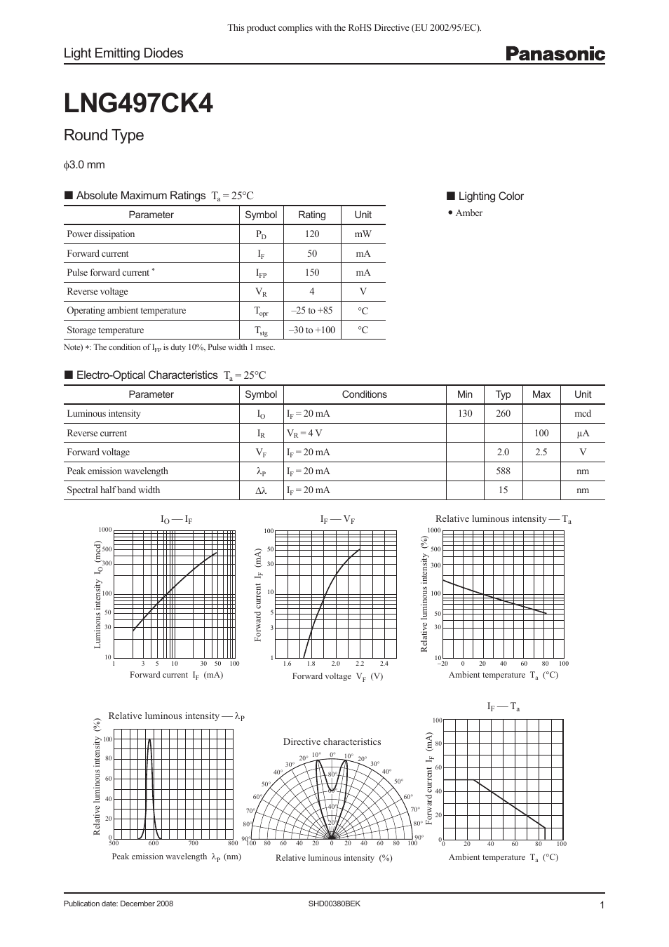 Panasonic LNG497CK4 User Manual | 3 pages