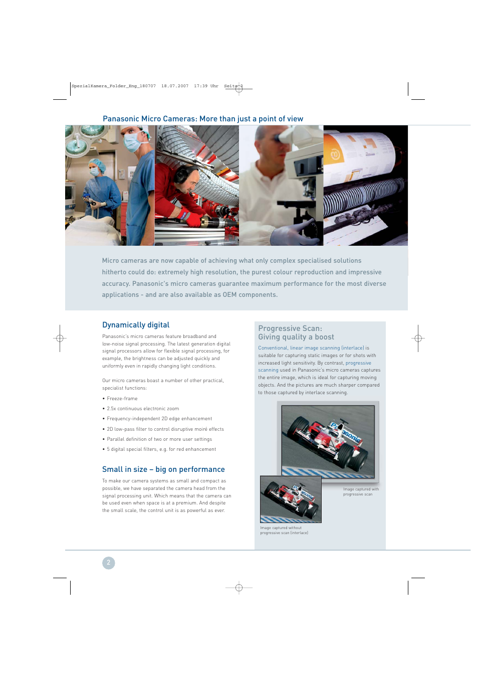 Progressive scan: giving quality a boost, Dynamically digital, Small in size – big on performance | Panasonic GP-KS822 User Manual | Page 2 / 12