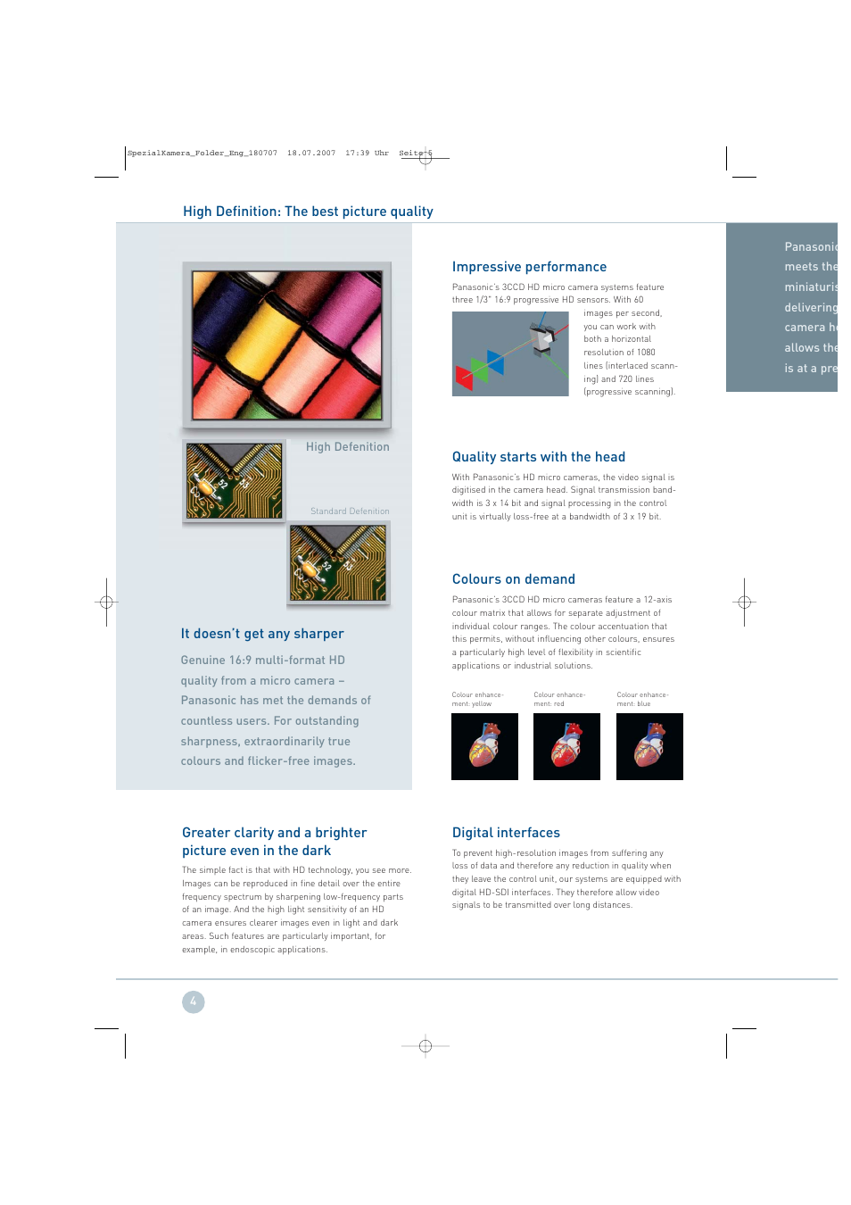 It doesn’t get any sharper, Impressive performance, Quality starts with the head | Colours on demand, Digital interfaces | Panasonic GP-KS822 User Manual | Page 4 / 12