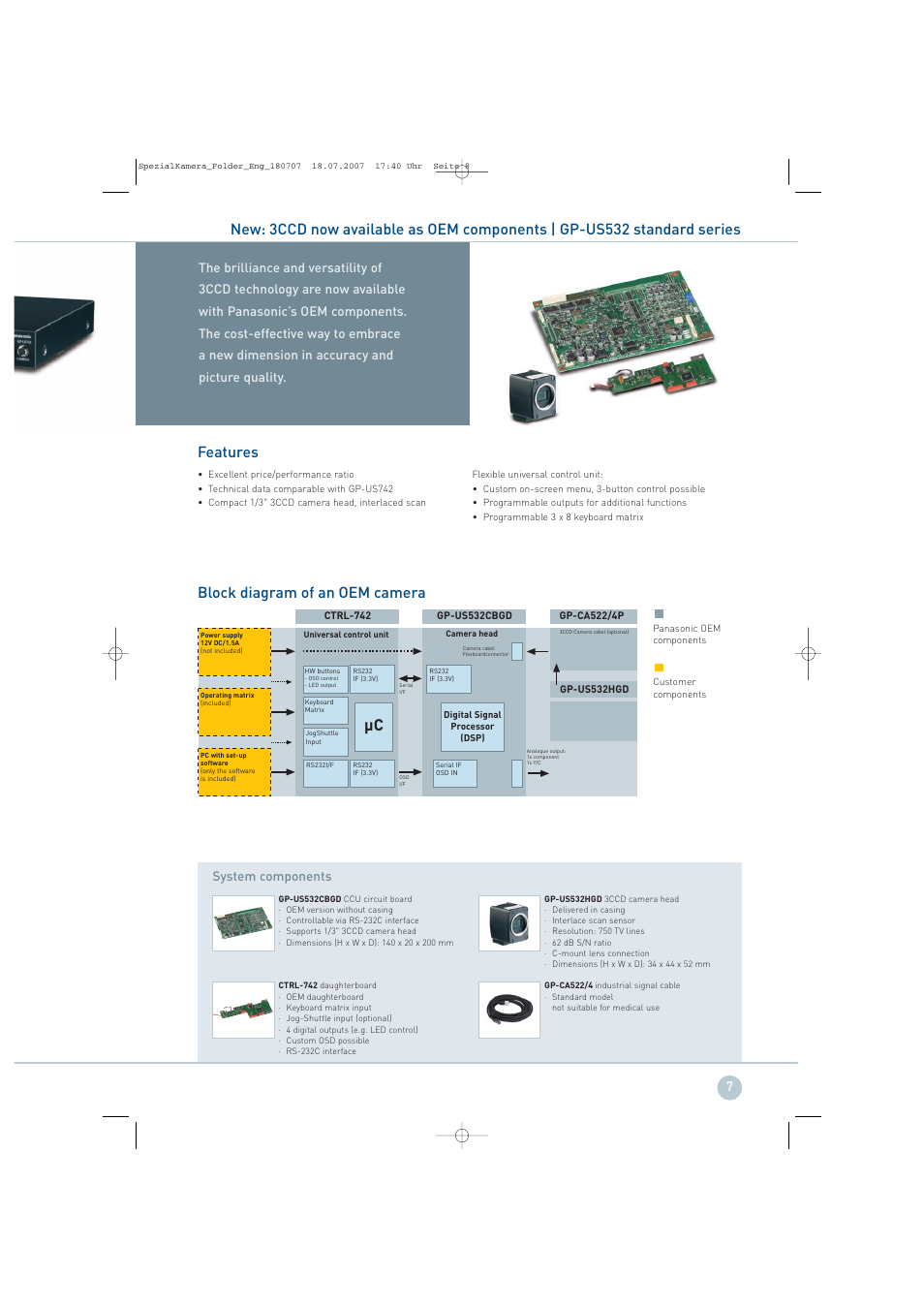 Block diagram of an oem camera | Panasonic GP-KS822 User Manual | Page 7 / 12