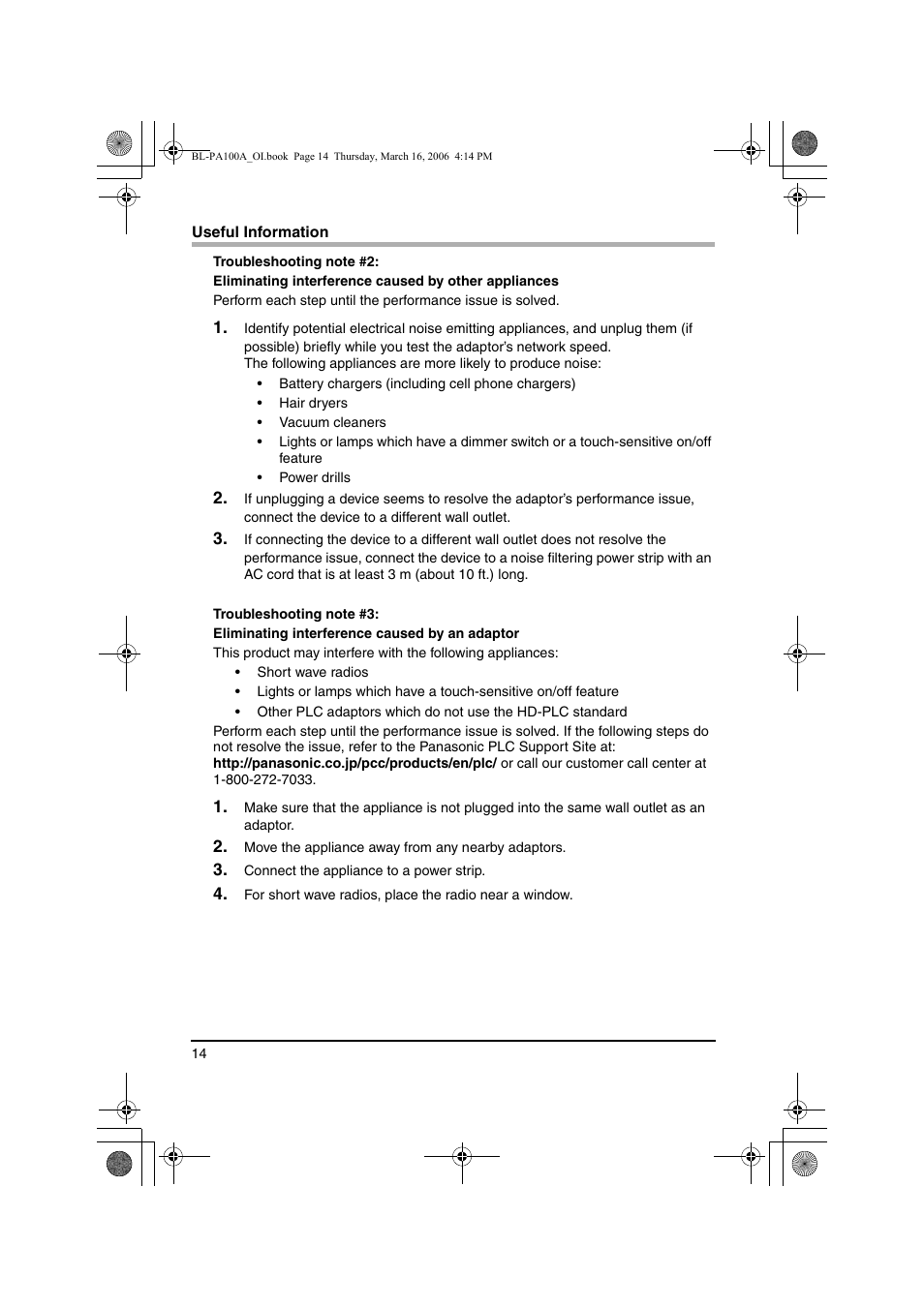 Panasonic BL-PA100A User Manual | Page 14 / 32