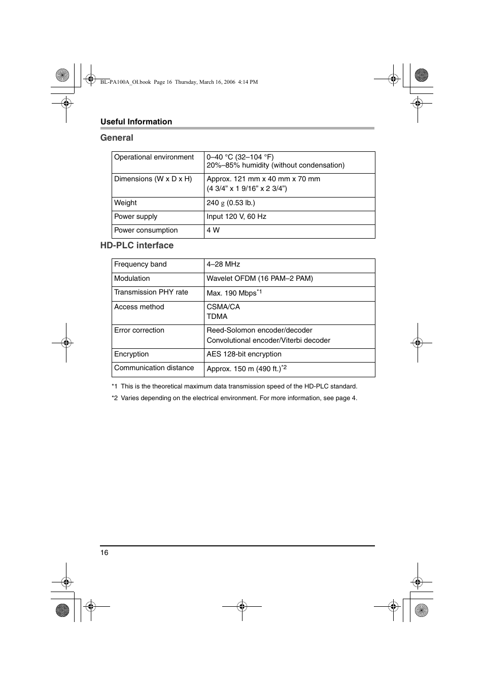 Panasonic BL-PA100A User Manual | Page 16 / 32