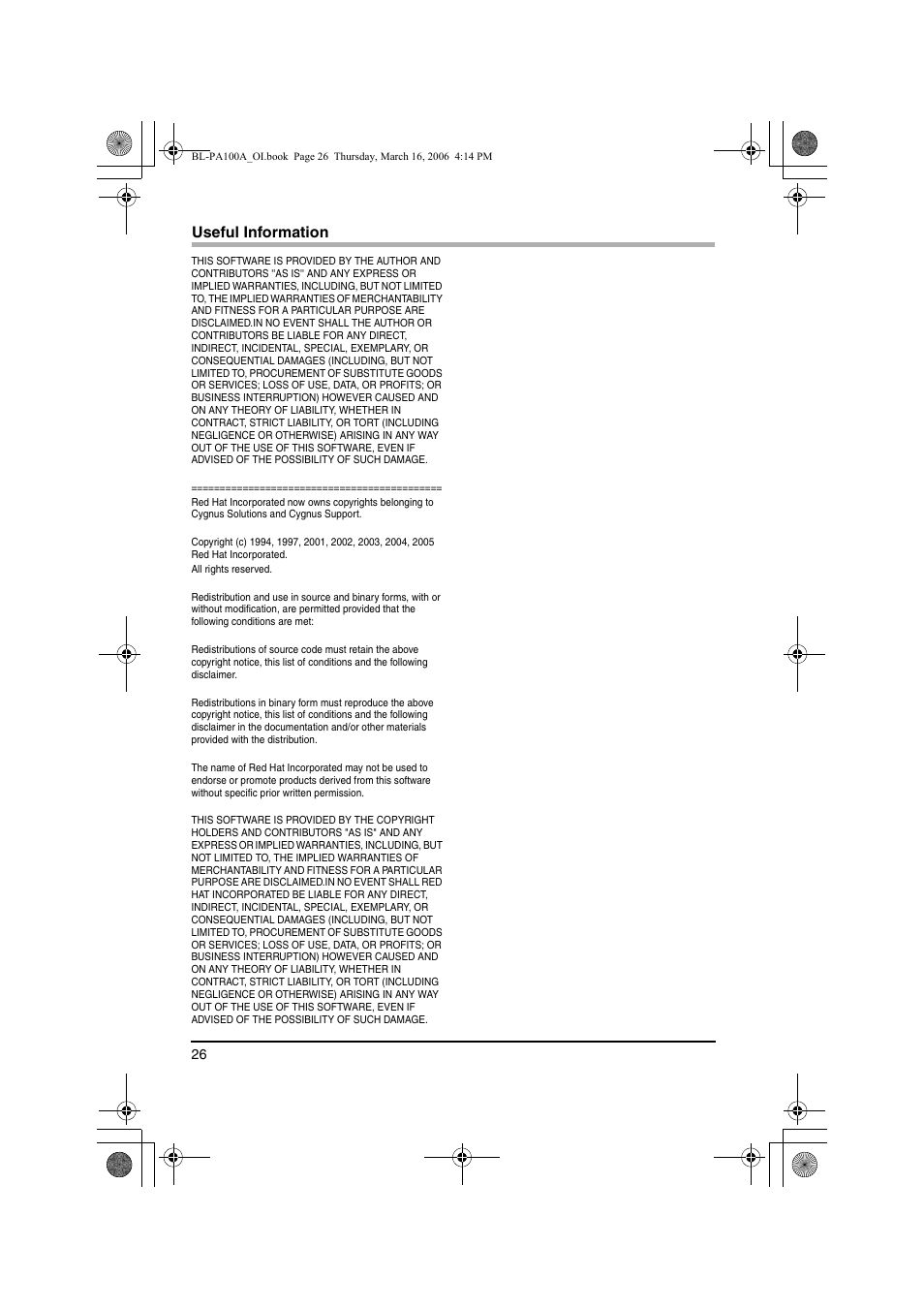 Panasonic BL-PA100A User Manual | Page 26 / 32