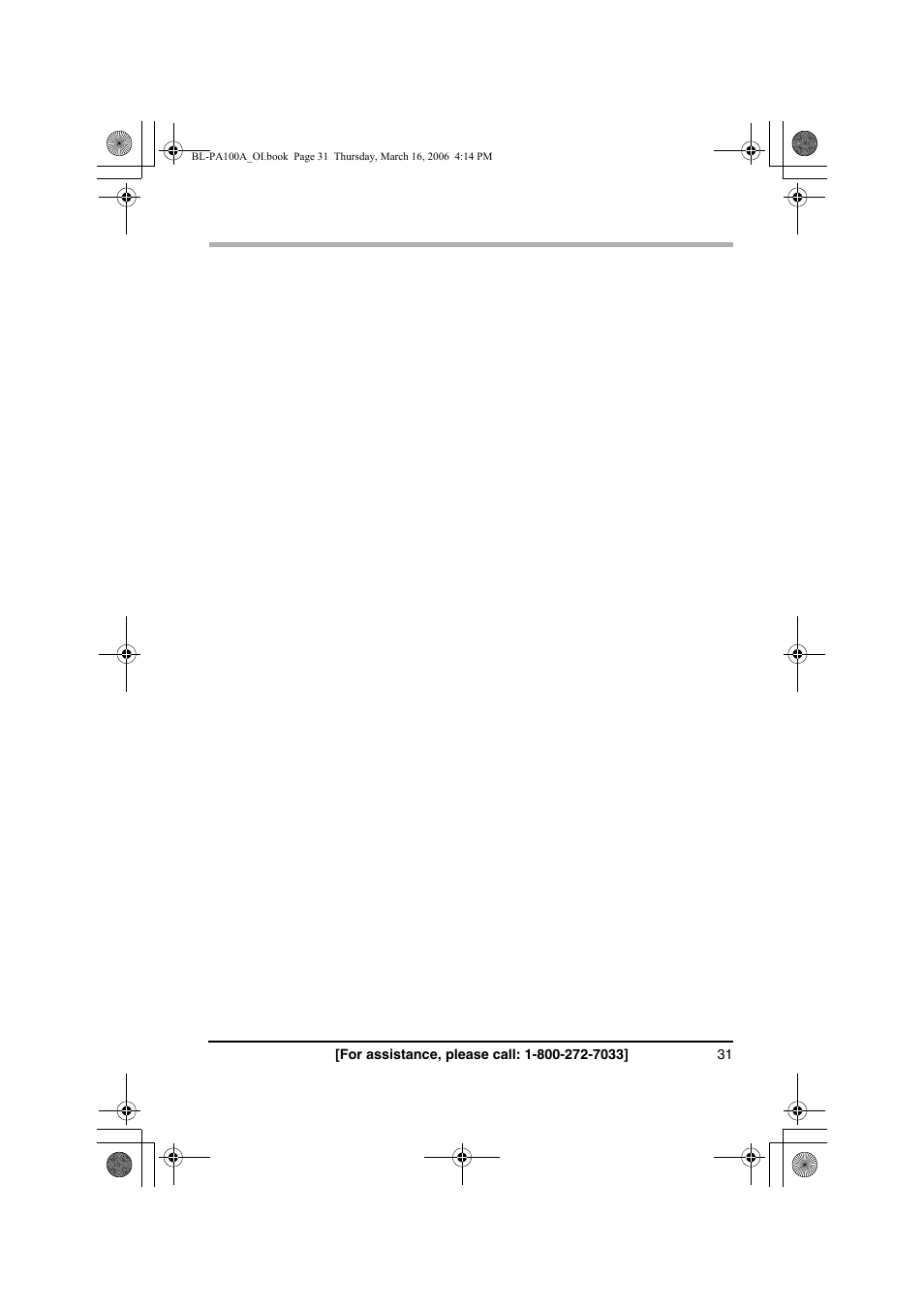 Panasonic BL-PA100A User Manual | Page 31 / 32