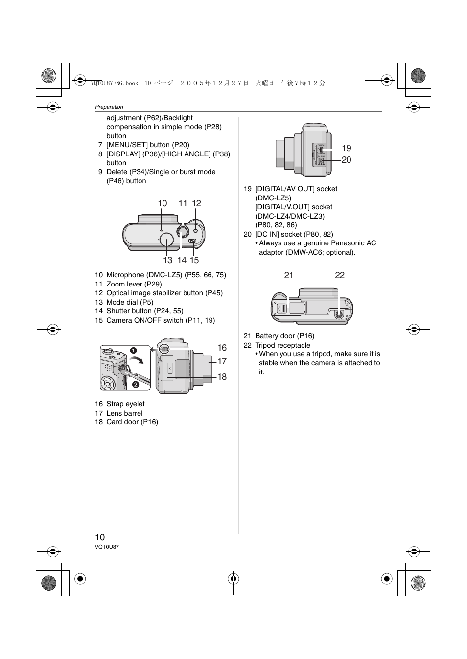 Panasonic DMC-LZ5 User Manual | Page 10 / 112