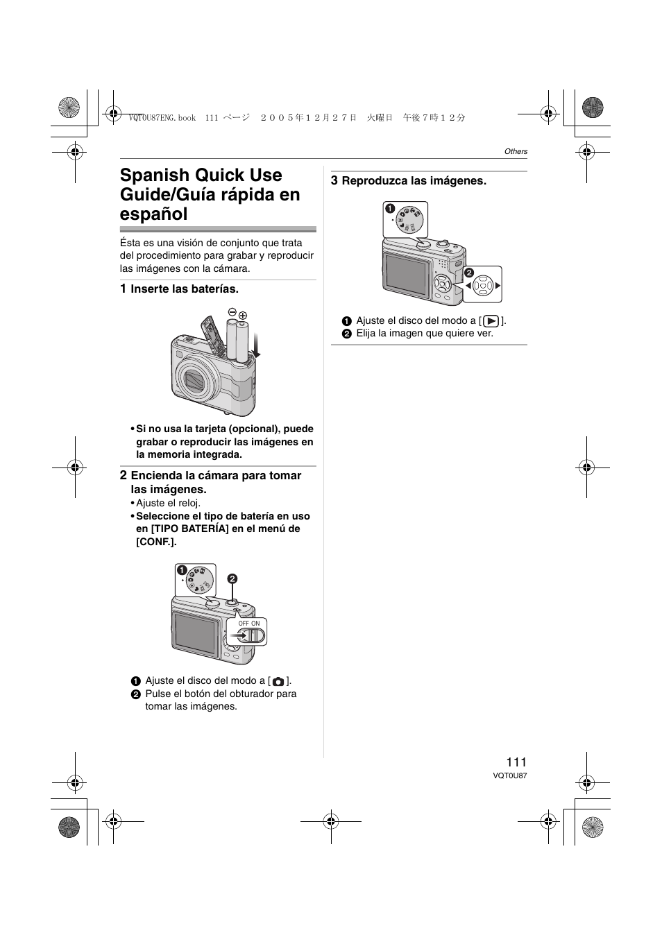 Spanish quick use guide/gula rapida en espanol, Spanish quick use guide/guía rápida en español | Panasonic DMC-LZ5 User Manual | Page 111 / 112