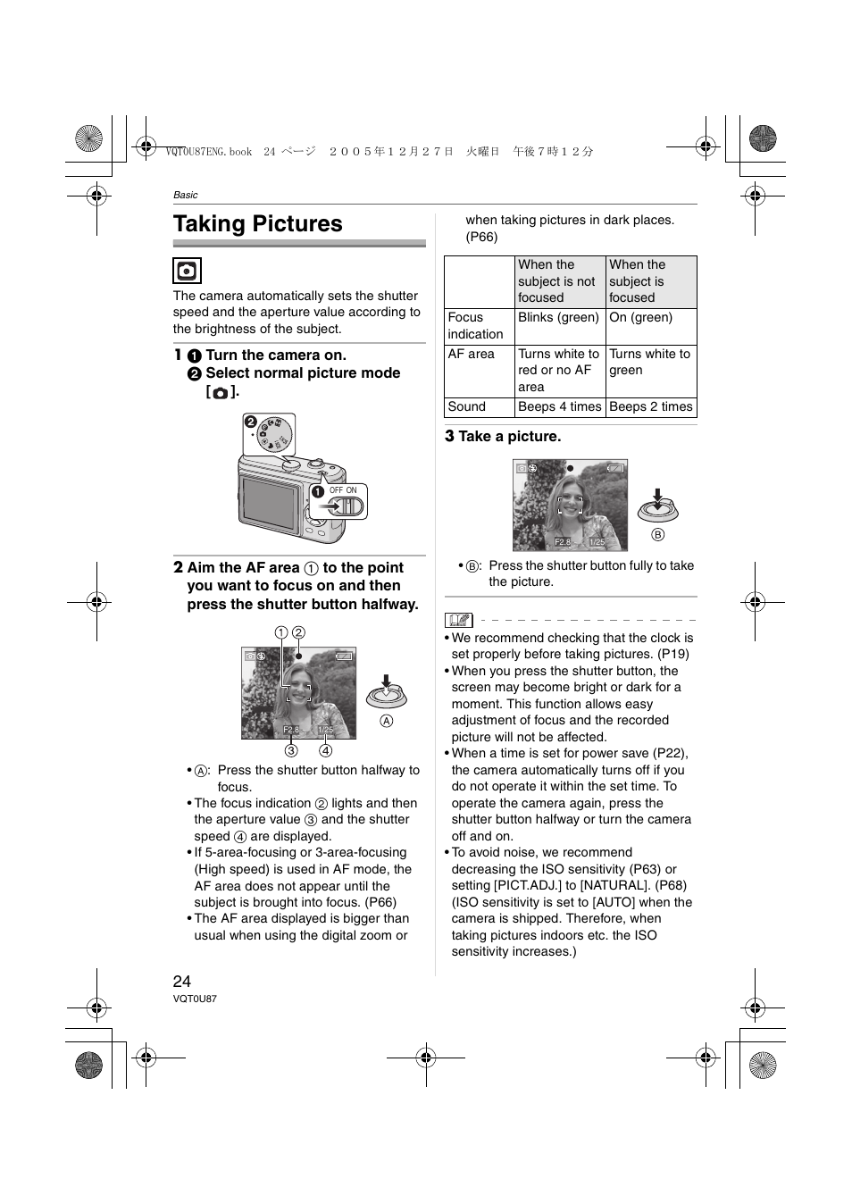 Basic, Taking pictures | Panasonic DMC-LZ5 User Manual | Page 24 / 112