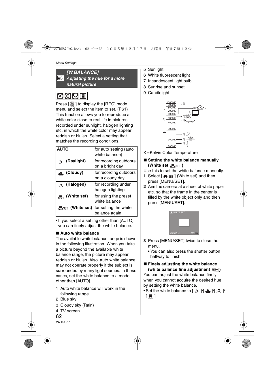 W.balance | Panasonic DMC-LZ5 User Manual | Page 62 / 112