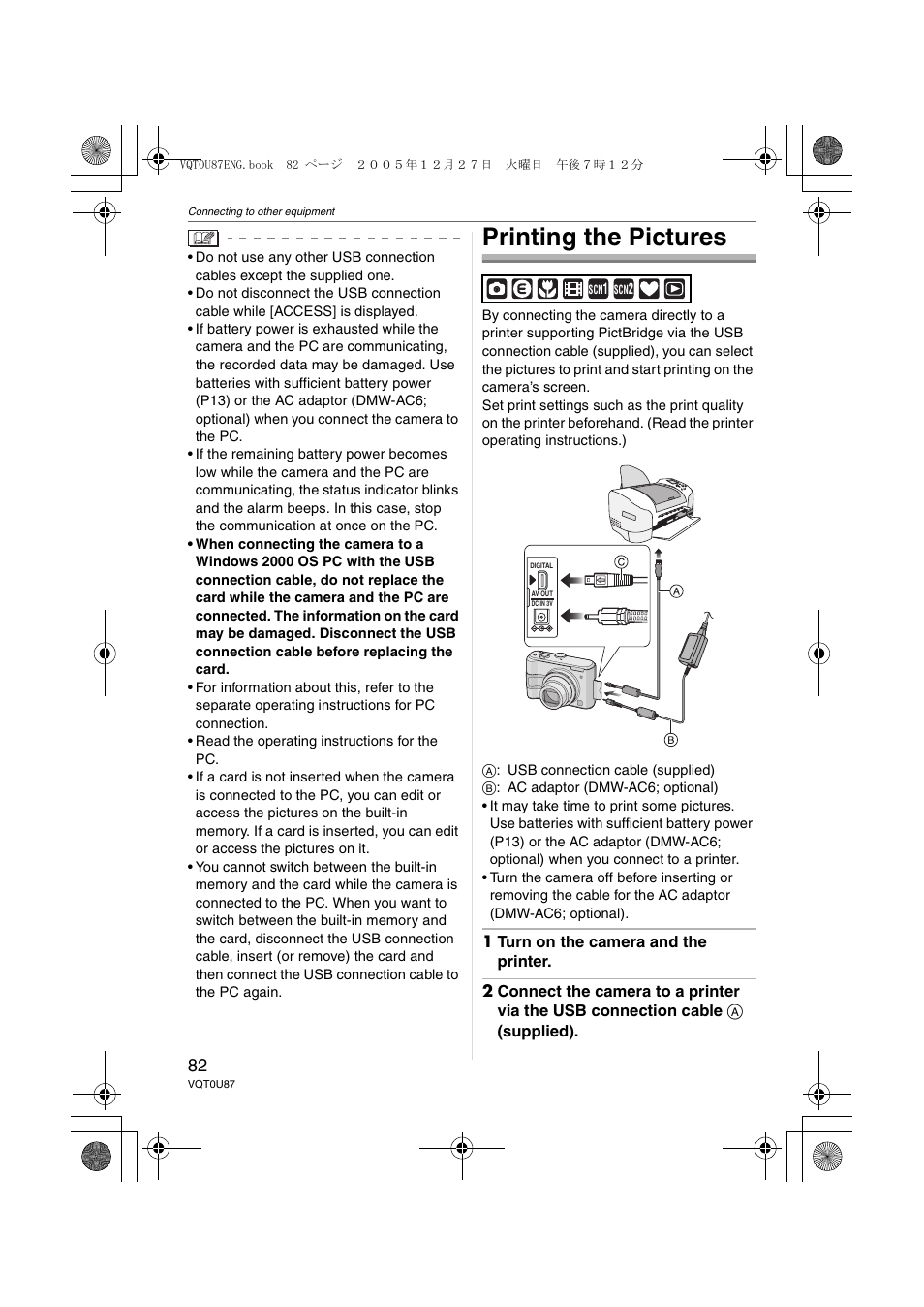 Printing the pictures | Panasonic DMC-LZ5 User Manual | Page 82 / 112