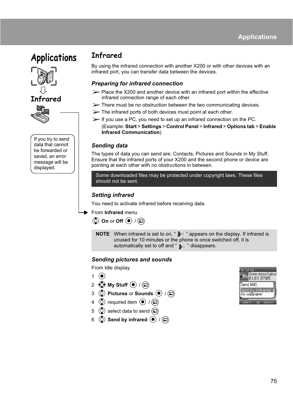 Infrared, Applications | Panasonic EB-X200 User Manual | Page 78 / 96