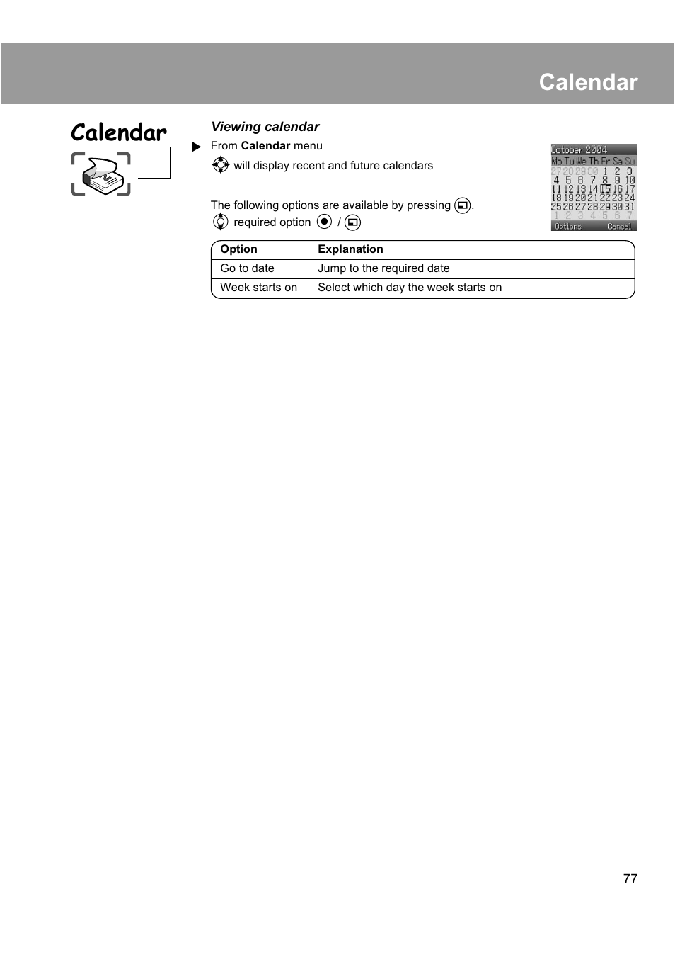 Calendar | Panasonic EB-X200 User Manual | Page 80 / 96