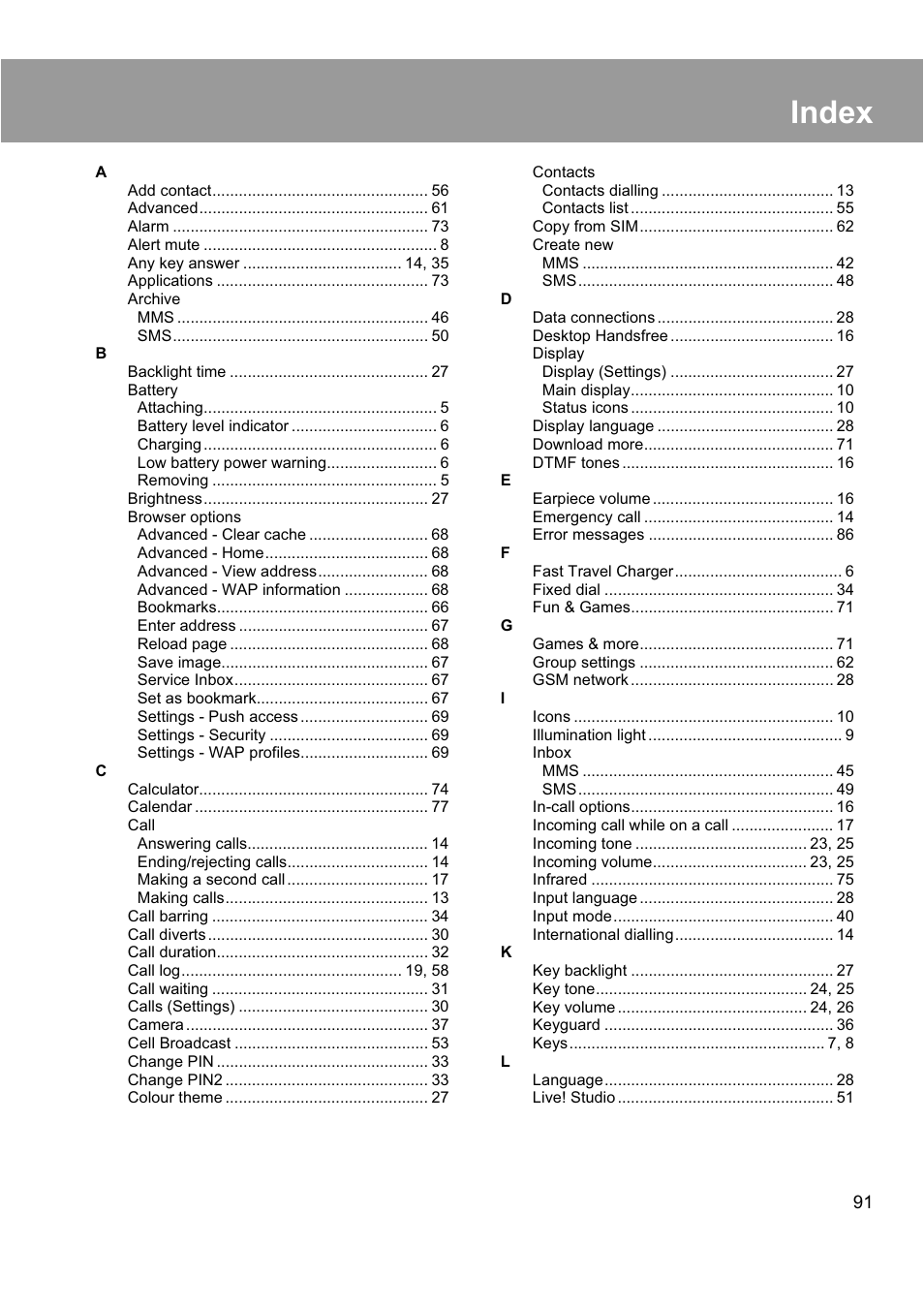 Index | Panasonic EB-X200 User Manual | Page 94 / 96