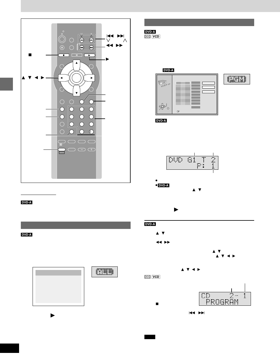 Program play, Press the numbered buttons to select a group, Press the numbered buttons to select a track | Press [ 1 dvd/cd, All group play | Panasonic SC-DM3  EN User Manual | Page 16 / 36