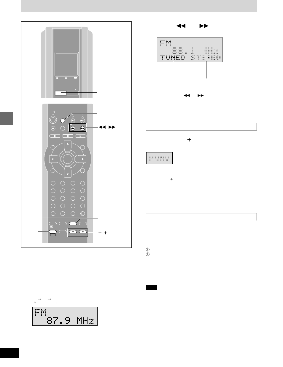 Radio operations, The radio: manual tuning, Adjust the volume | Press [tuner/aux] to select “fm” or “am | Panasonic SC-DM3  EN User Manual | Page 20 / 36