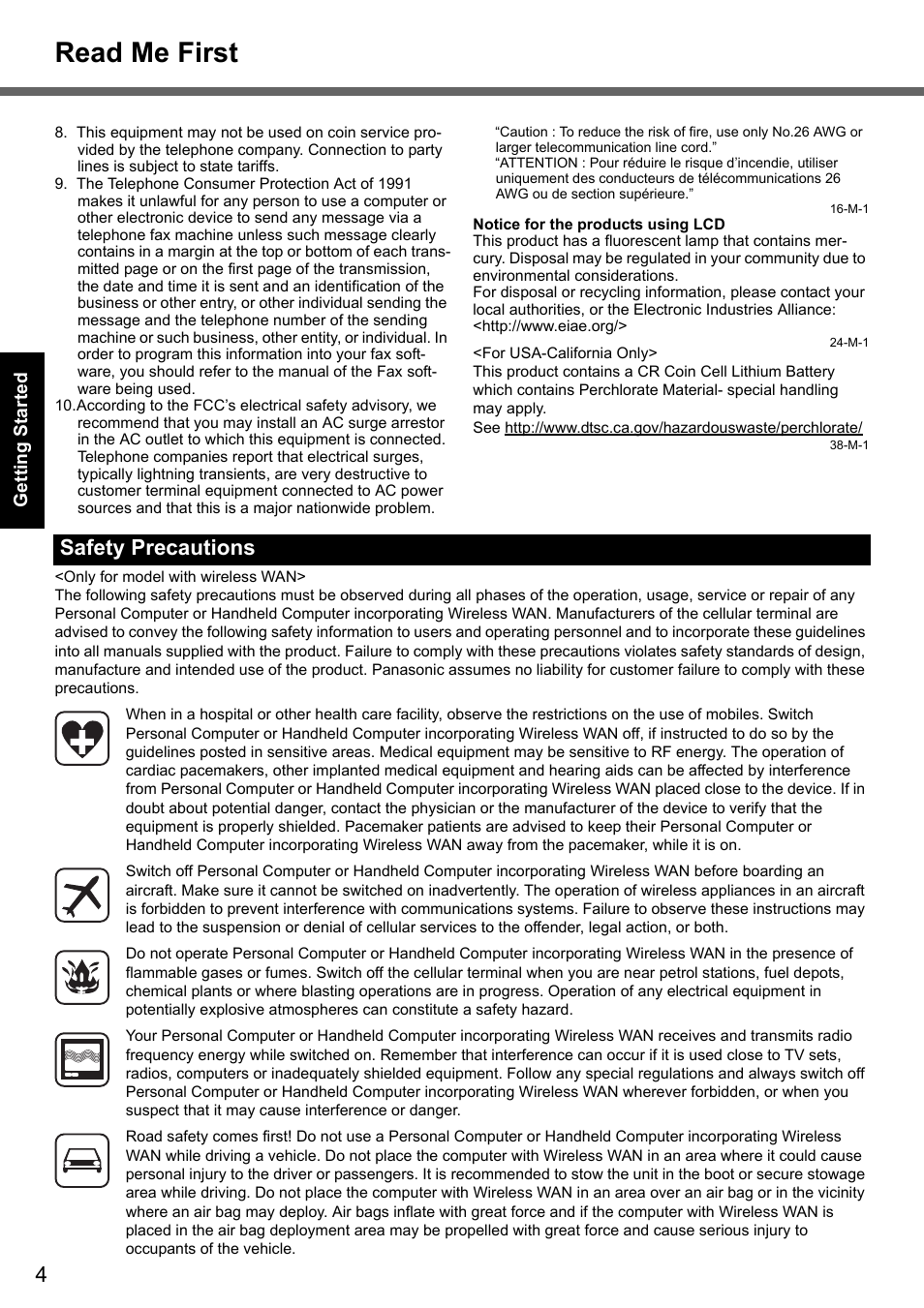 Read me first, Safety precautions | Panasonic CF-Y7 User Manual | Page 4 / 44