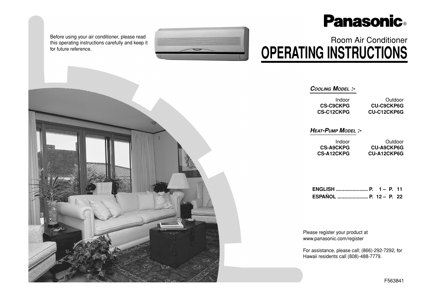 Panasonic CS-A12CKPG User Manual | 24 pages