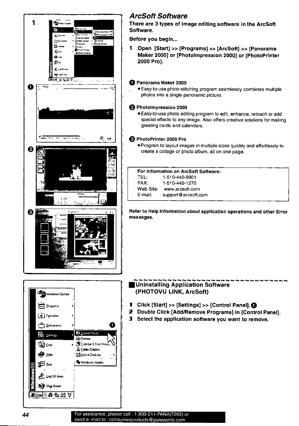 Arcsoft software | Panasonic PV-DV901 User Manual | Page 44 / 72