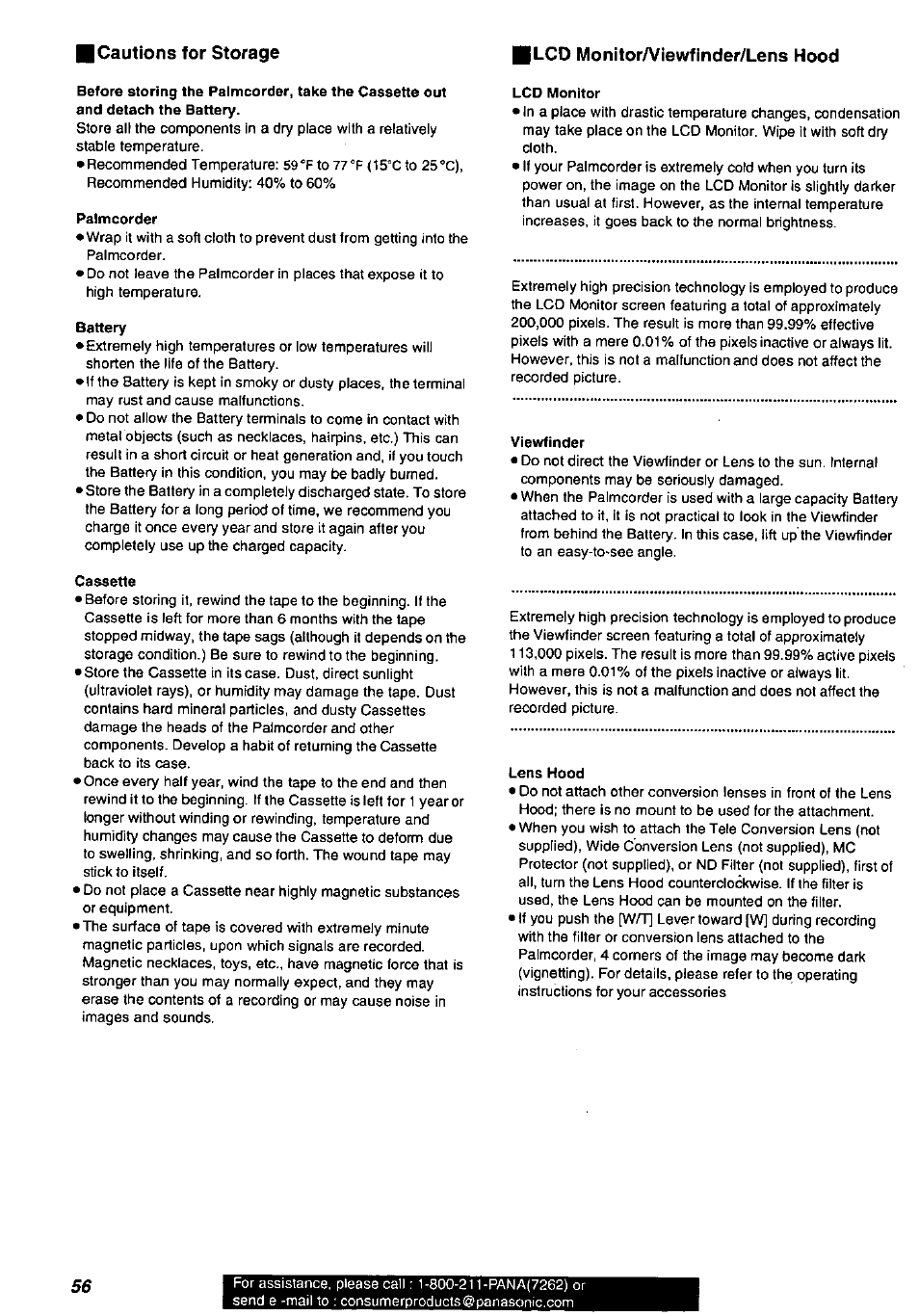 I lcd monitor/viewfinder/lens hood | Panasonic PV-DV901 User Manual | Page 56 / 72