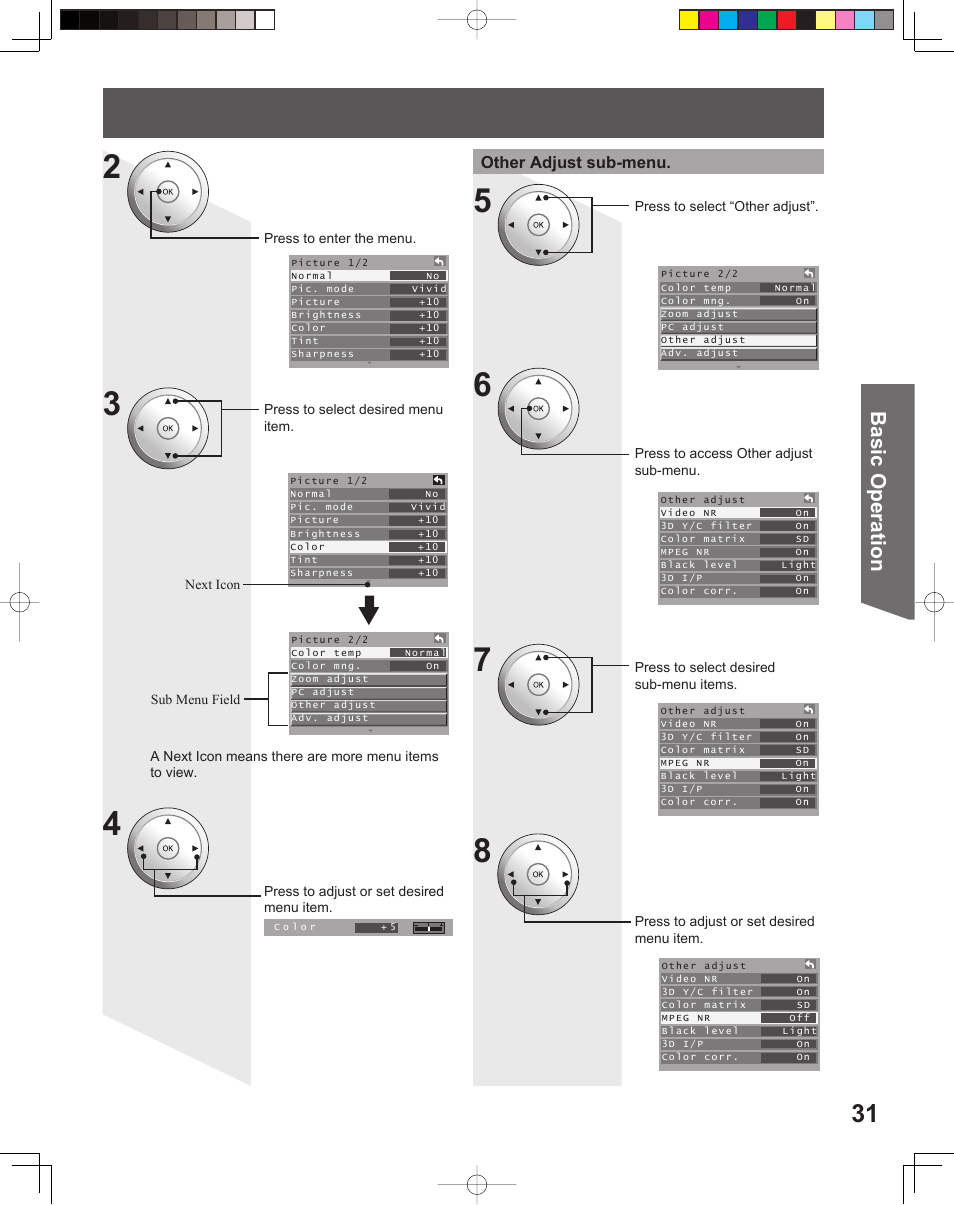 Basic operation | Panasonic PT-61DLX26 User Manual | Page 31 / 92