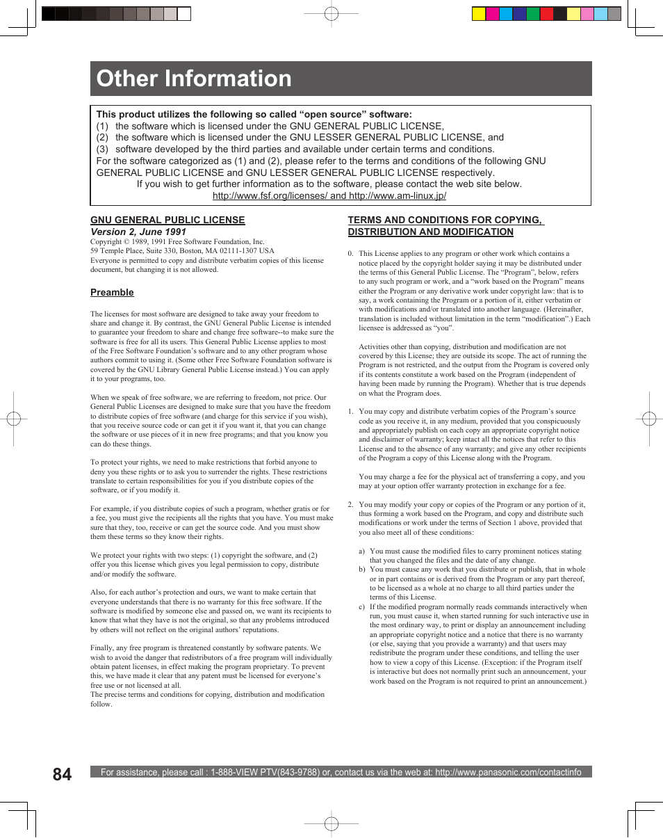 Other information | Panasonic PT-61DLX26 User Manual | Page 84 / 92