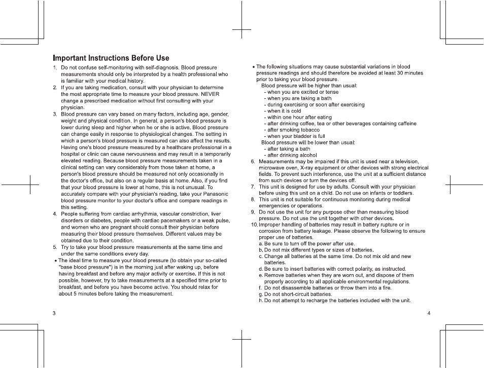 Important instructions before use | Panasonic EW3122 User Manual | Page 3 / 15