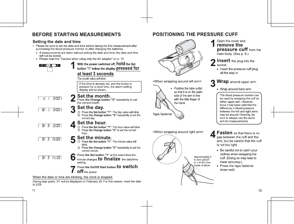 Setting the date and time, I owl b/ i owl | Panasonic EW3122 User Manual | Page 7 / 15