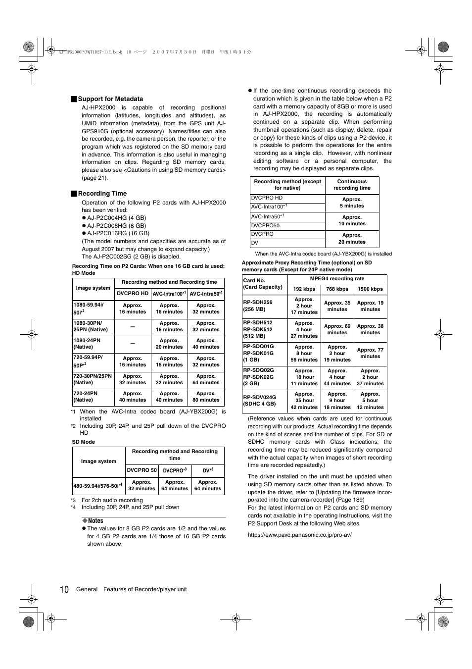 Panasonic AJ-HPX2000 User Manual | Page 10 / 194