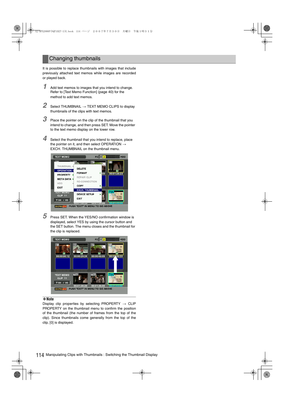 Changing thumbnails | Panasonic AJ-HPX2000 User Manual | Page 114 / 194