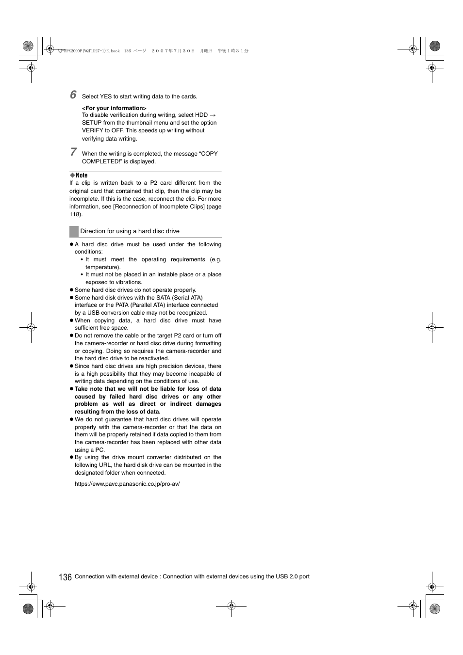 Panasonic AJ-HPX2000 User Manual | Page 136 / 194