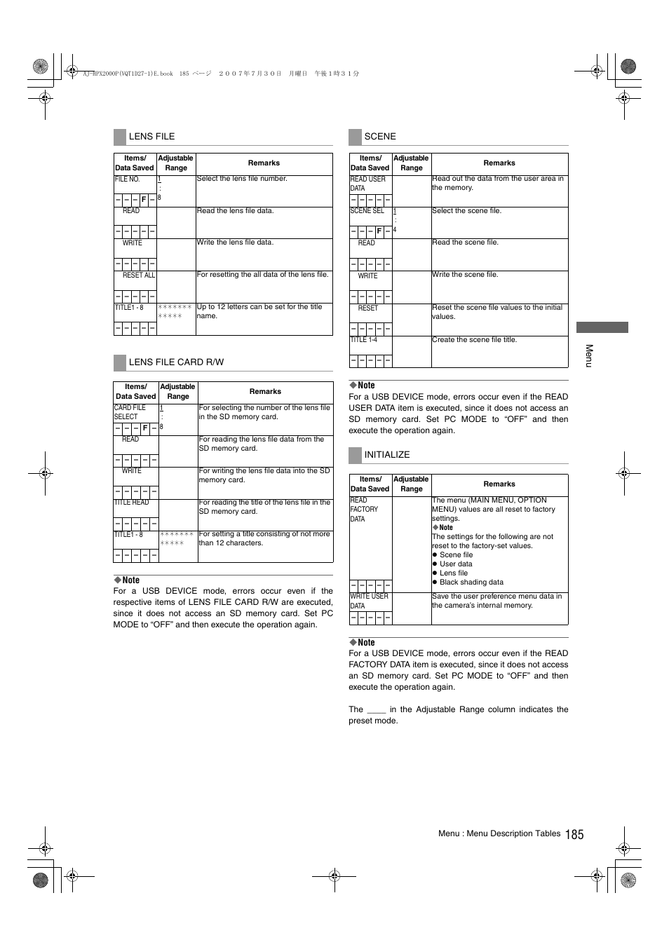 Panasonic AJ-HPX2000 User Manual | Page 185 / 194