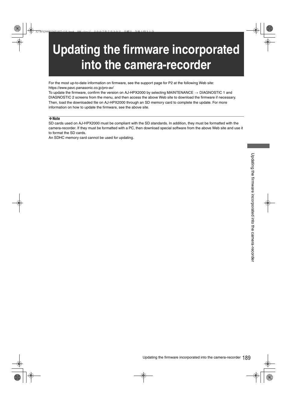 Panasonic AJ-HPX2000 User Manual | Page 189 / 194