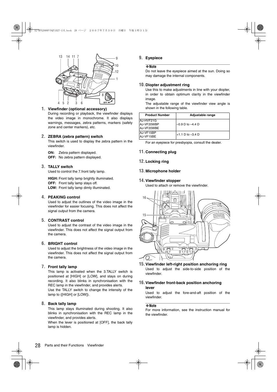 Panasonic AJ-HPX2000 User Manual | Page 28 / 194